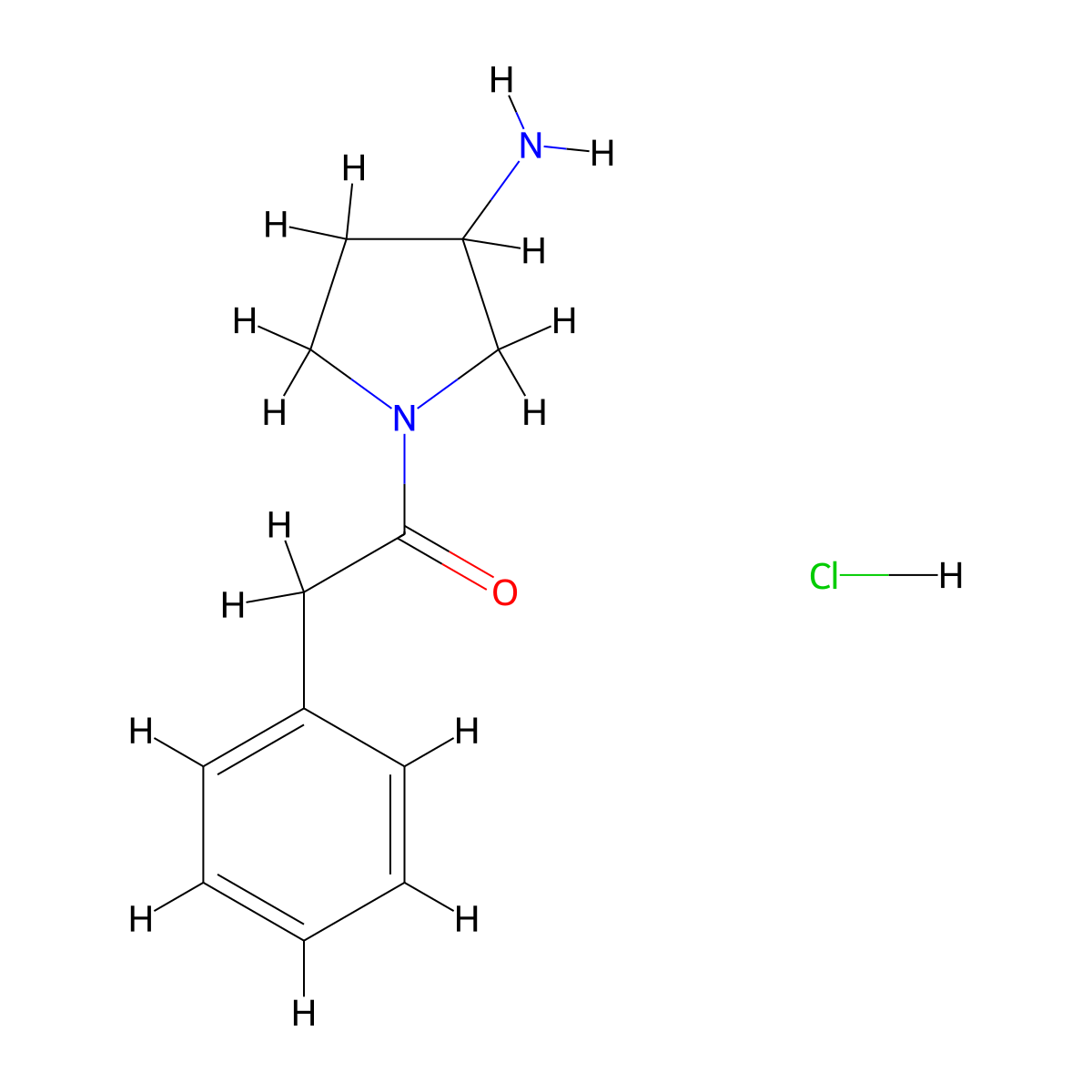 1-(3-Aminopyrrolidin-1-yl)-2-phenylethan-1-onehydrochloride molecular structure, CAS 2039939-88-1
