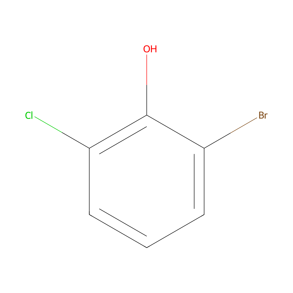 Phenol, 2-bromo-6-chloro- molecular structure, CAS 2040-88-2