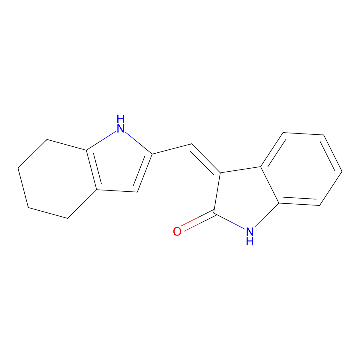 3-(4,5,6,7-Tetrahydro-1H-indol-2-ylmethylidene)-1H-indol-2-one molecular structure, CAS 204003-85-0