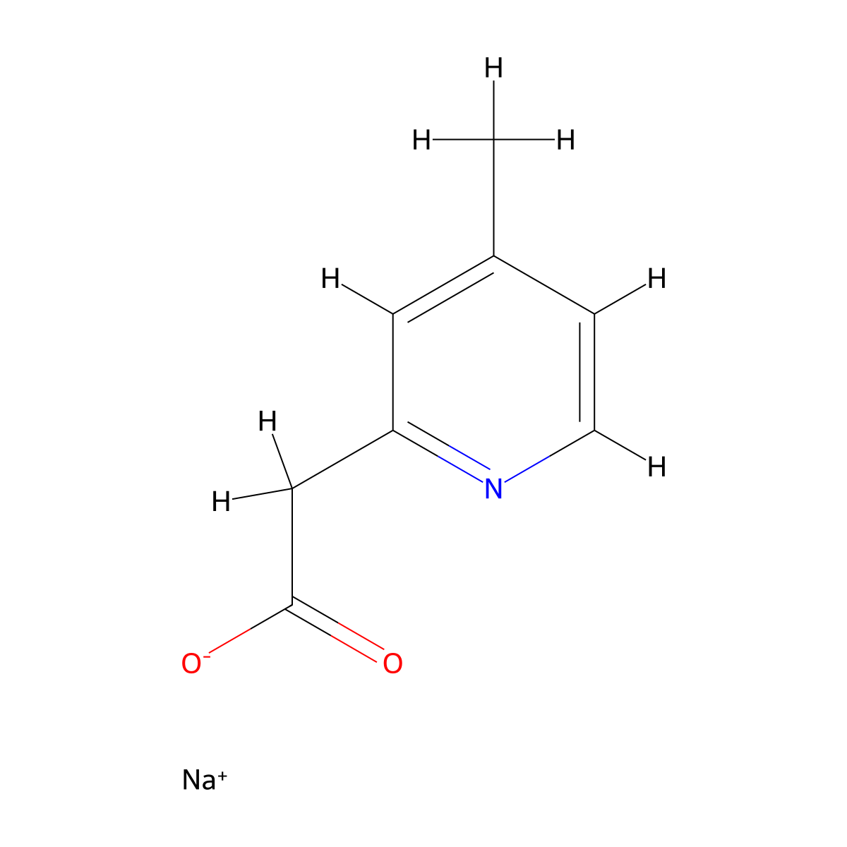 Sodium 2-(4-methylpyridin-2-yl)acetate molecular structure, CAS 2040079-00-1