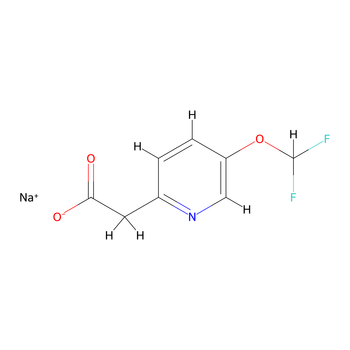 Sodium 2-[5-(difluoromethoxy)pyridin-2-yl]acetate molecular structure, CAS 2040079-25-0