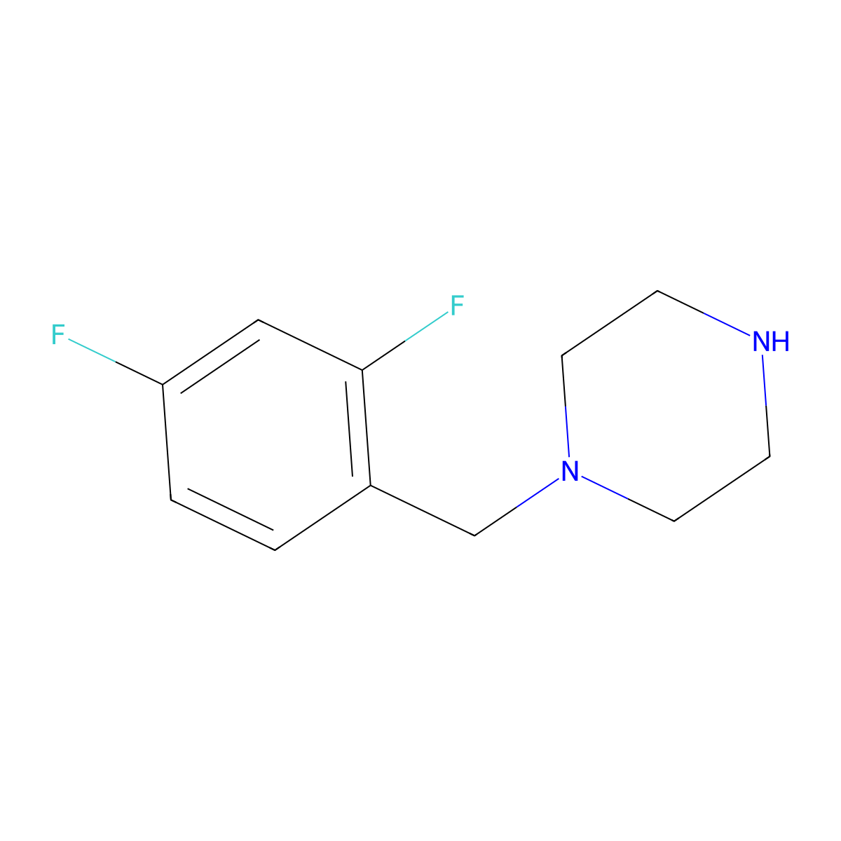 1-(2,4-Difluorobenzyl)piperazine molecular structure, CAS 204013-06-9