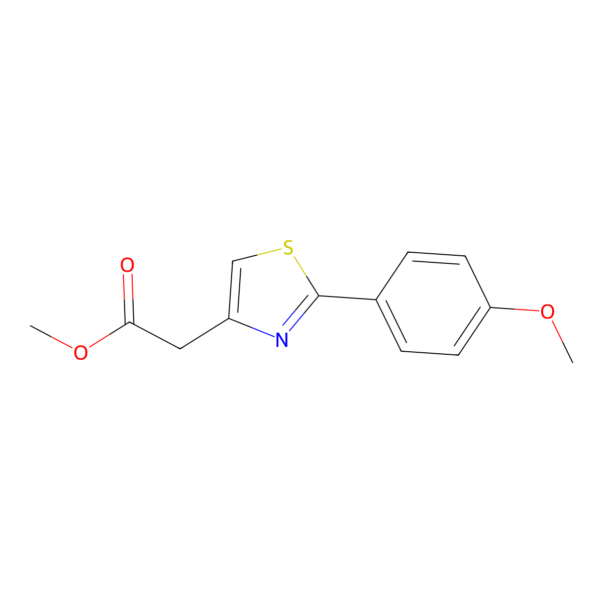 Methyl 2-(2-(4-methoxyphenyl)thiazol-4-yl)acetate molecular structure, CAS 20403-76-3
