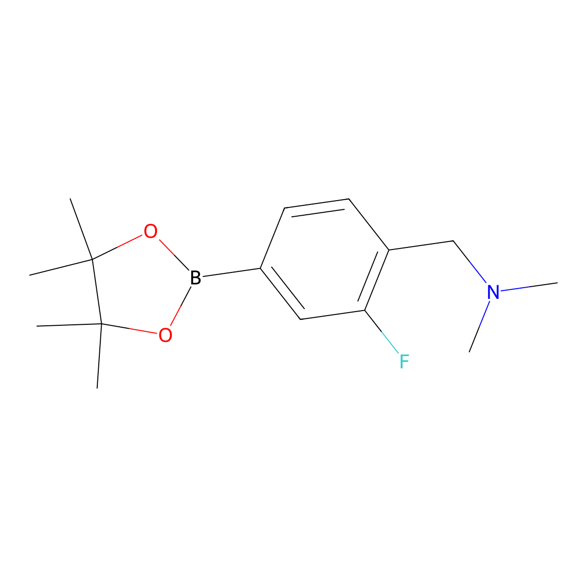 1-(2-Fluoro-4-(4,4,5,5-tetramethyl-1,3,2-dioxaborolan-2-yl)phenyl)-N,N-dimethylmethanamine molecular structure, CAS 2040476-05-7