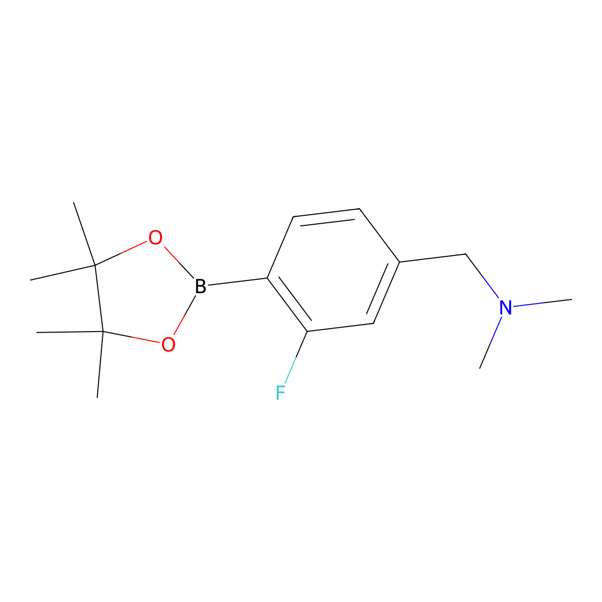 1-(3-Fluoro-4-(4,4,5,5-tetramethyl-1,3,2-dioxaborolan-2-yl)phenyl)-N,N-dimethylmethanamine molecular structure, CAS 2040476-06-8