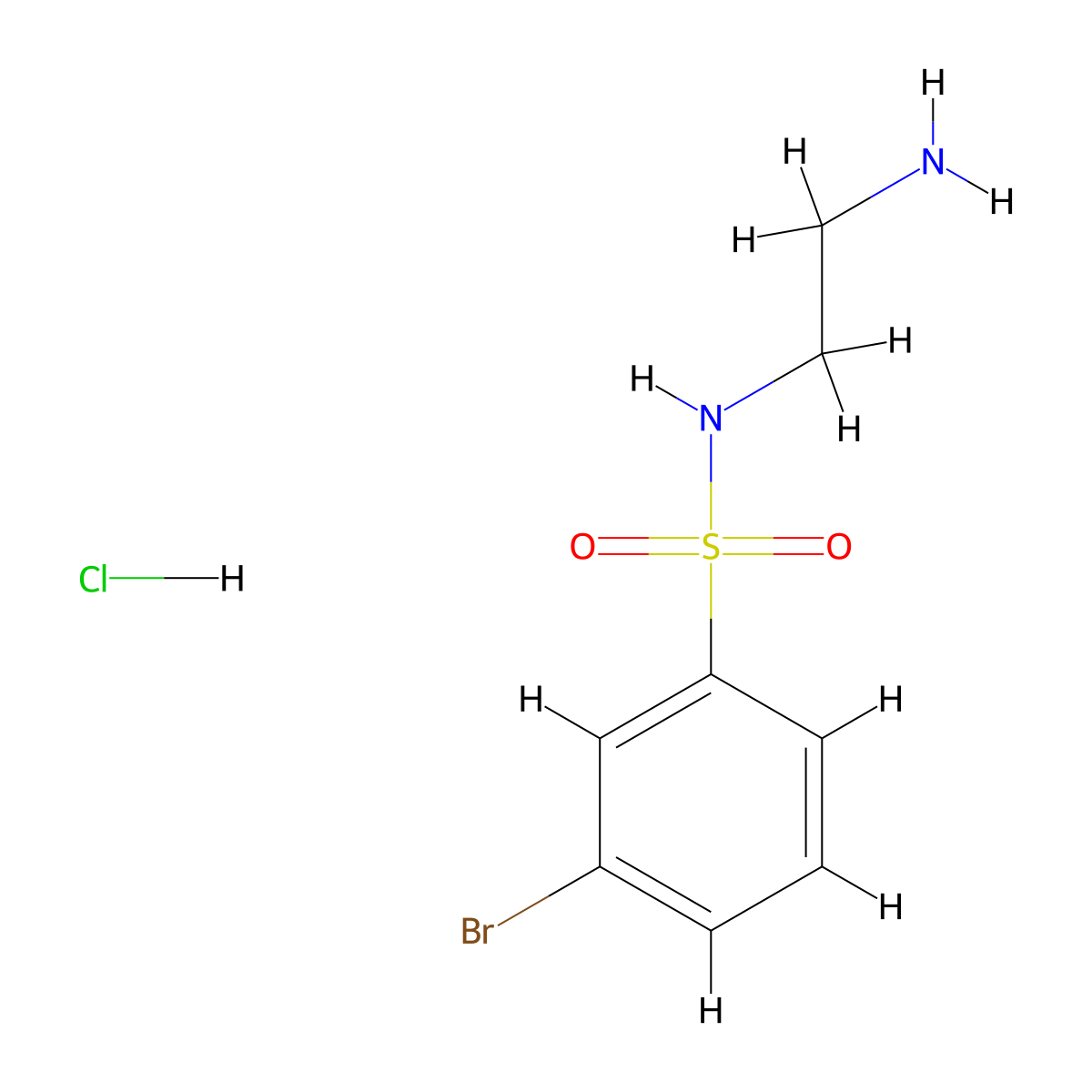 N-(2-aminoethyl)-3-bromobenzene-1-sulfonamide hydrochloride molecular structure, CAS 2040595-01-3