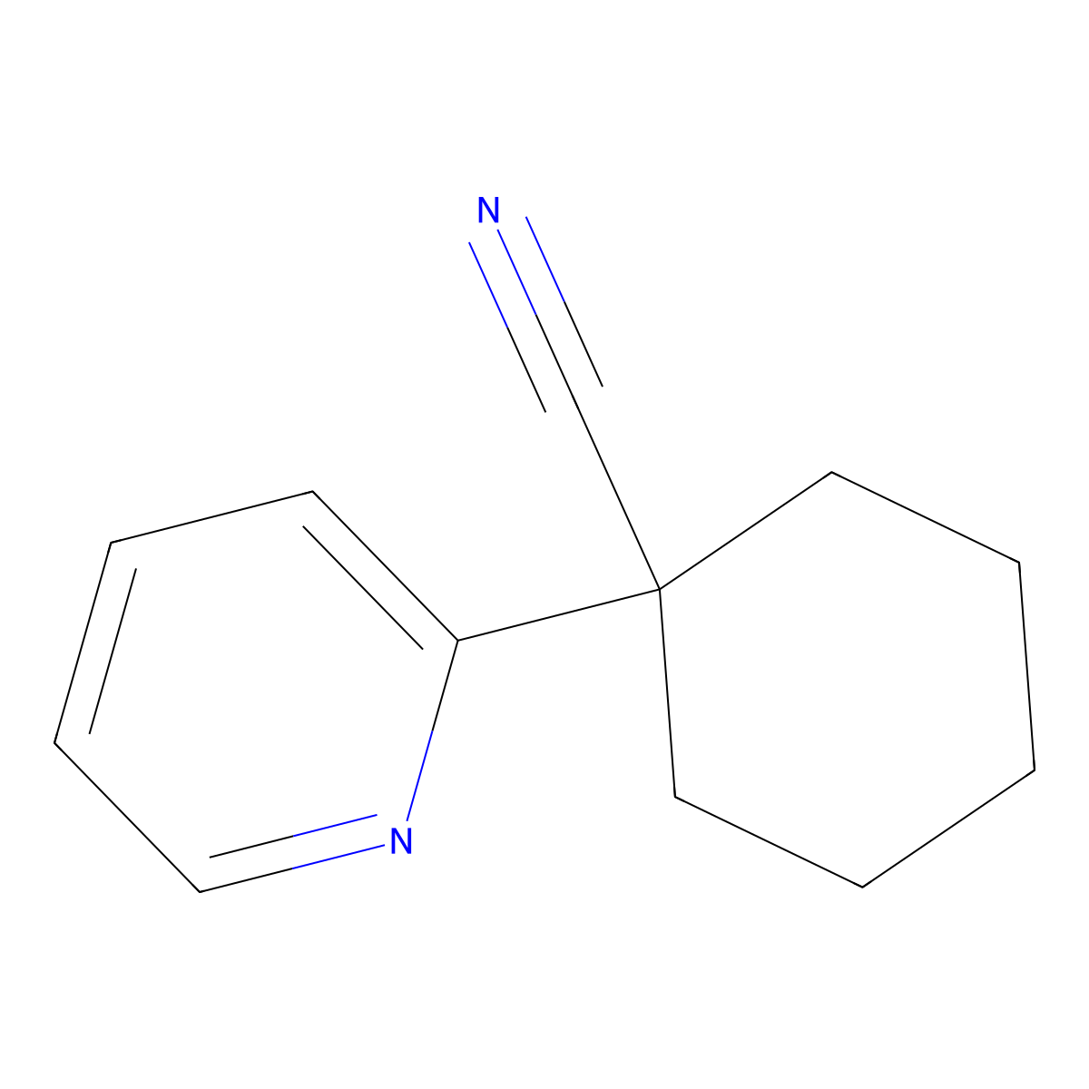 1-(Pyridin-2-yl)cyclohexanecarbonitrile molecular structure, CAS 204067-32-3
