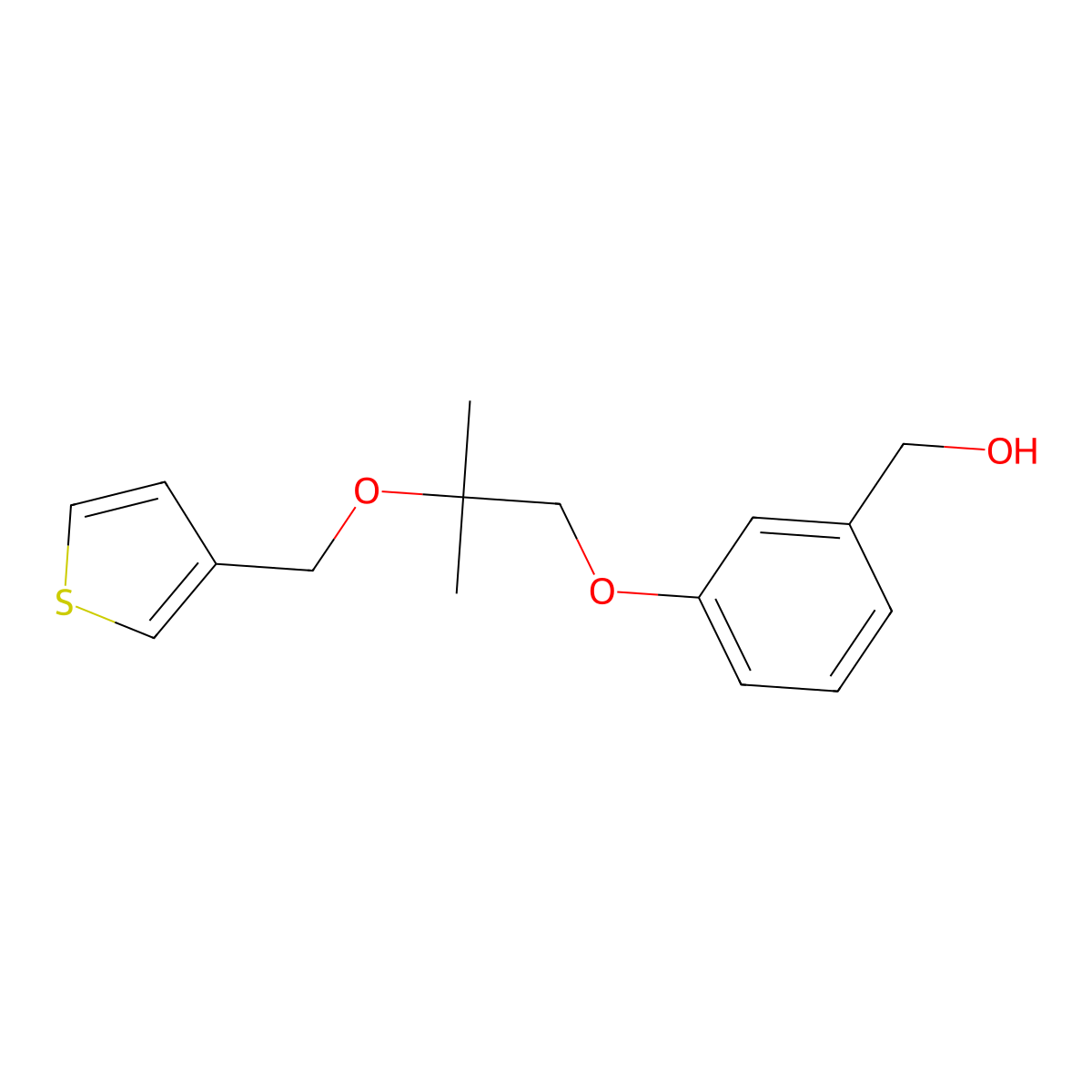 (3-(2-Methyl-2-(thiophen-3-ylmethoxy)propoxy)phenyl)methanol molecular structure, CAS 204067-74-3