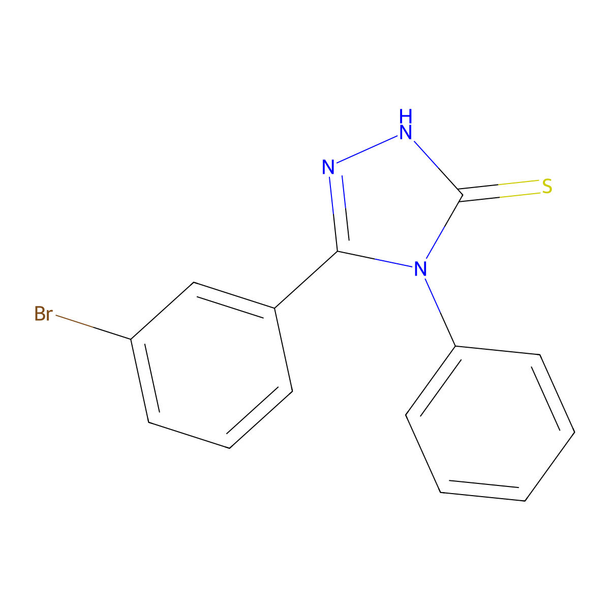 5-(3-Bromophenyl)-4-phenyl-2,4-dihydro-3H-1,2,4-triazole-3-thione molecular structure, CAS 204077-08-7