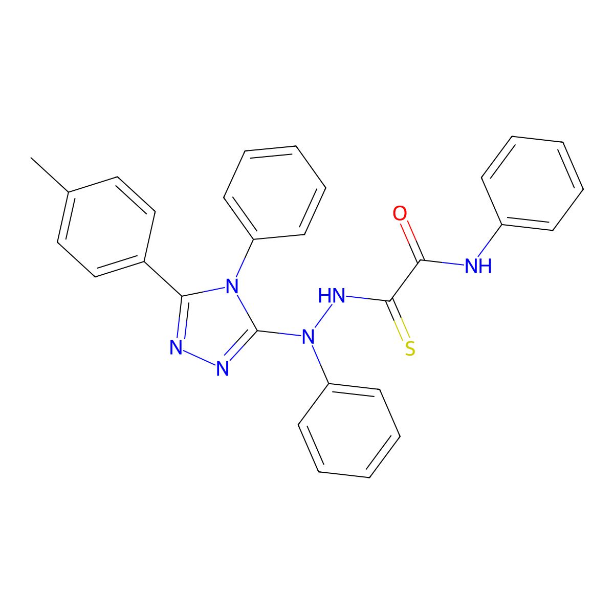 2-{2-[5-(4-methylphenyl)-4-phenyl-4H-1,2,4-triazol-3-yl]-2-phenylhydrazino}-N-phenyl-2-thioxoacetamide molecular structure, CAS 204077-10-1