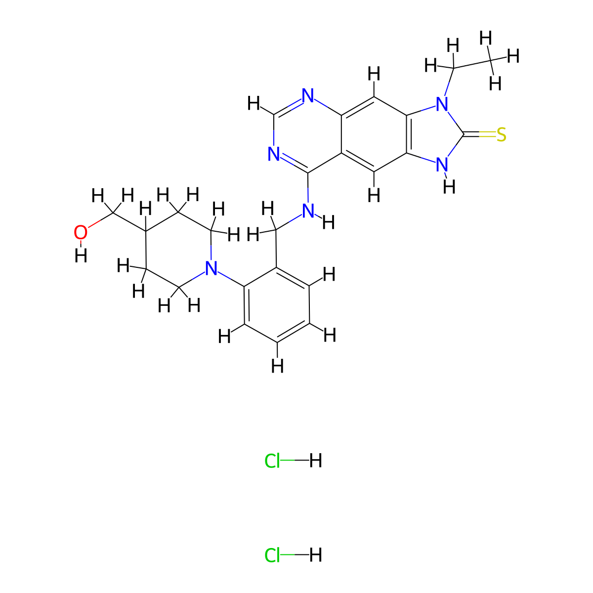 Thioquinapiperifil dihydrochloride molecular structure, CAS 204077-66-7