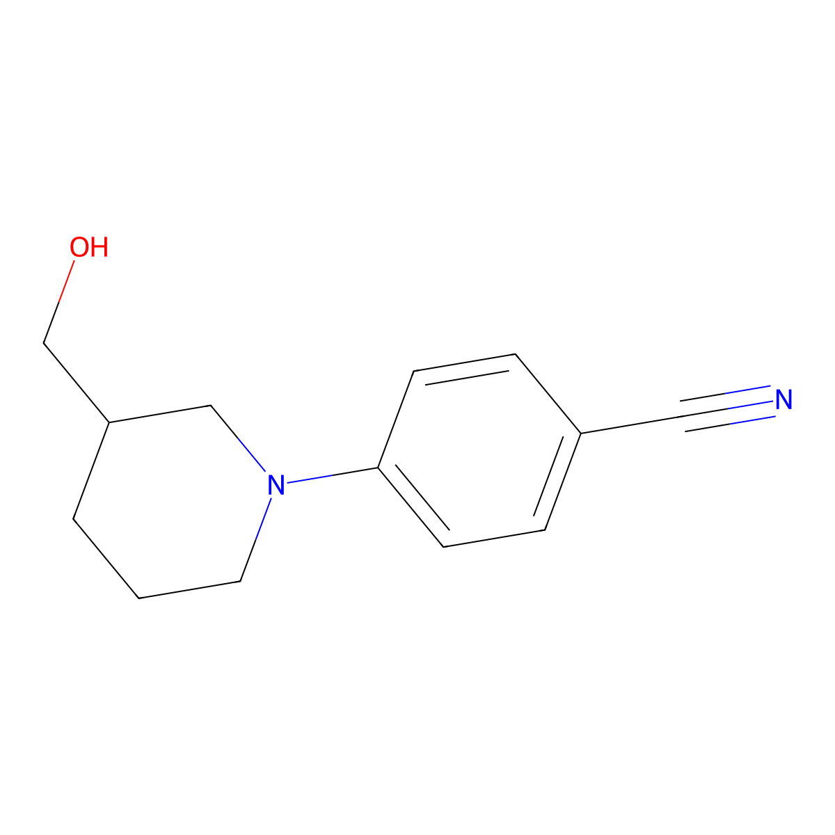 4-[3-(Hydroxymethyl)piperidin-1-yl]benzonitrile molecular structure, CAS 204078-63-7