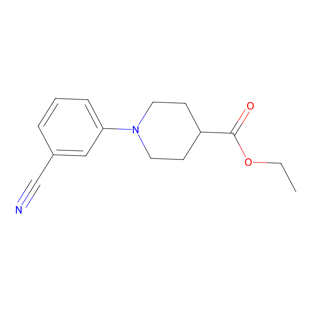 Ethyl 1-(3-cyanophenyl)piperidine-4-carboxylate molecular structure, CAS 204078-73-9