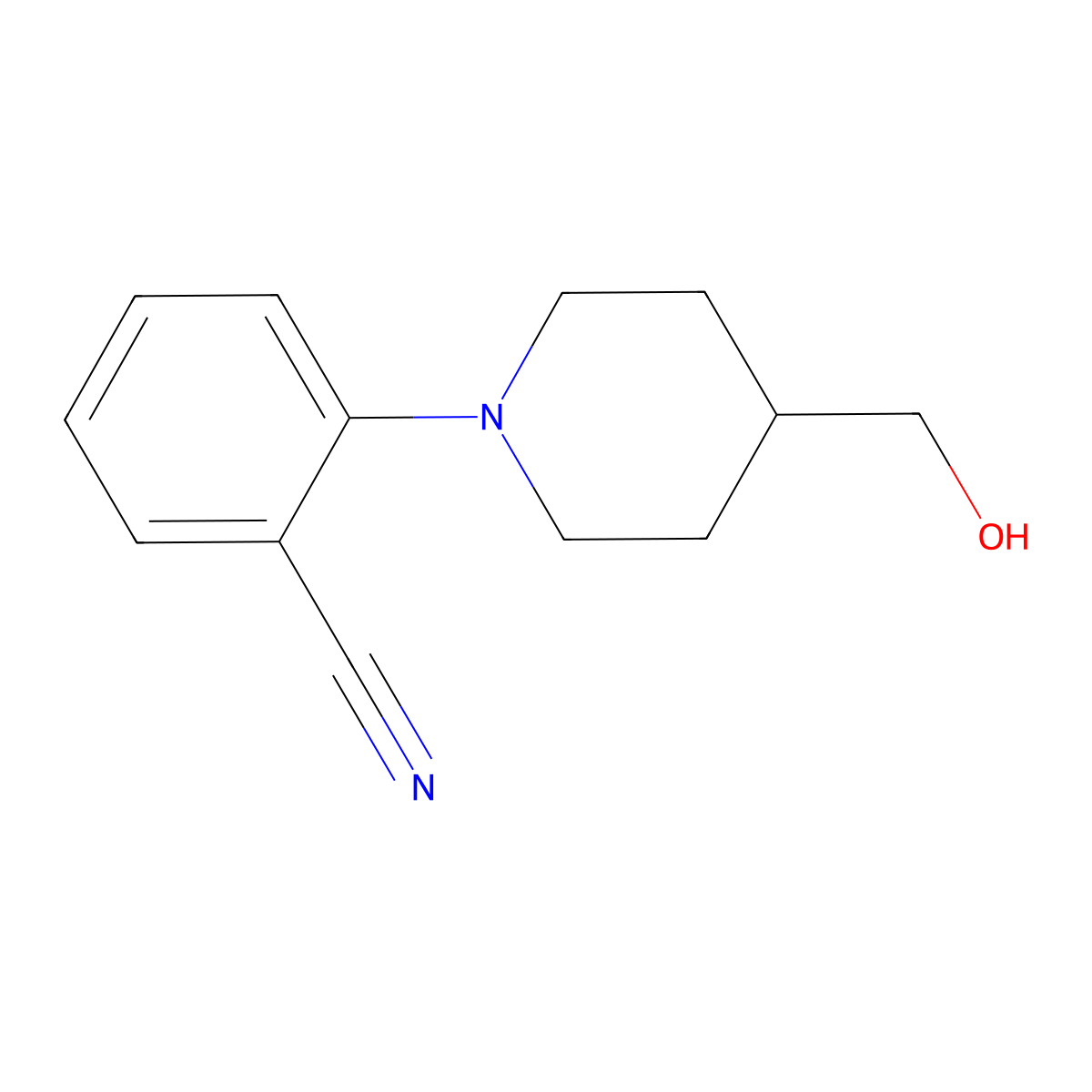 2-[4-(Hydroxymethyl)piperidin-1-yl]benzonitrile molecular structure, CAS 204079-07-2