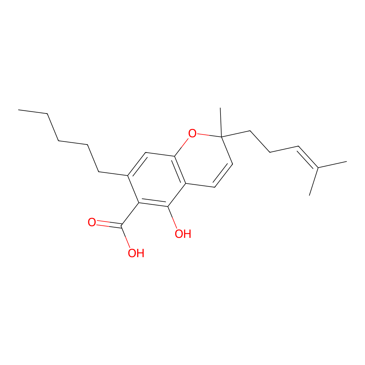 Cannabichromenic acid, (+)- molecular structure, CAS 20408-52-0