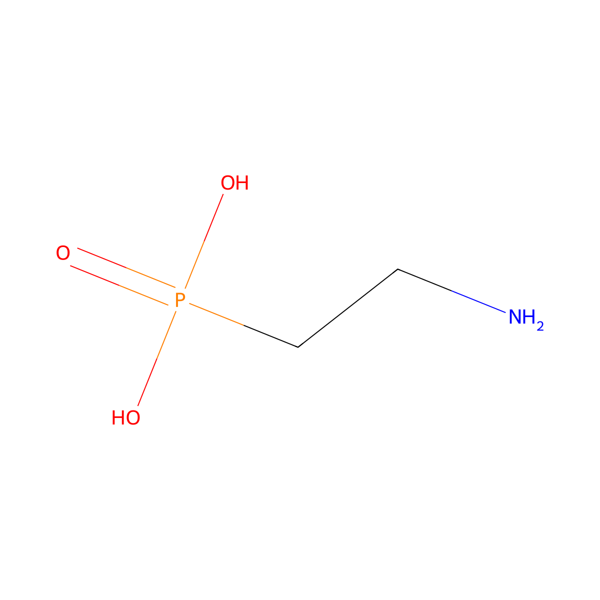 (2-Aminoethyl)phosphonic acid molecular structure, CAS 2041-14-7