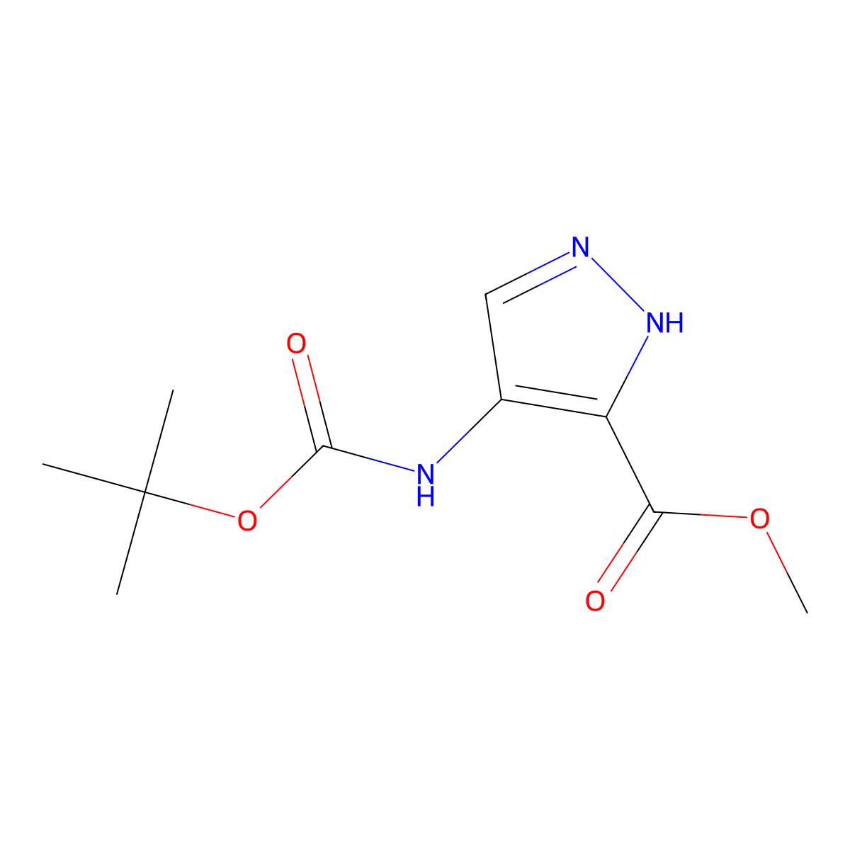 Methyl 4-((tert-butoxycarbonyl)amino)-1H-pyrazole-3-carboxylate molecular structure, CAS 2041076-38-2