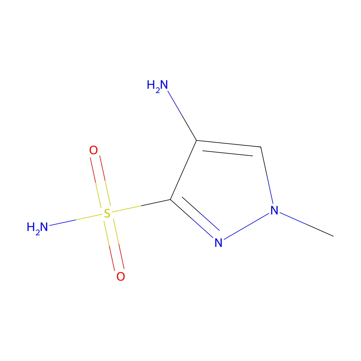 4-amino-1-methyl-1H-pyrazole-3-sulfonamide molecular structure, CAS 2041076-52-0