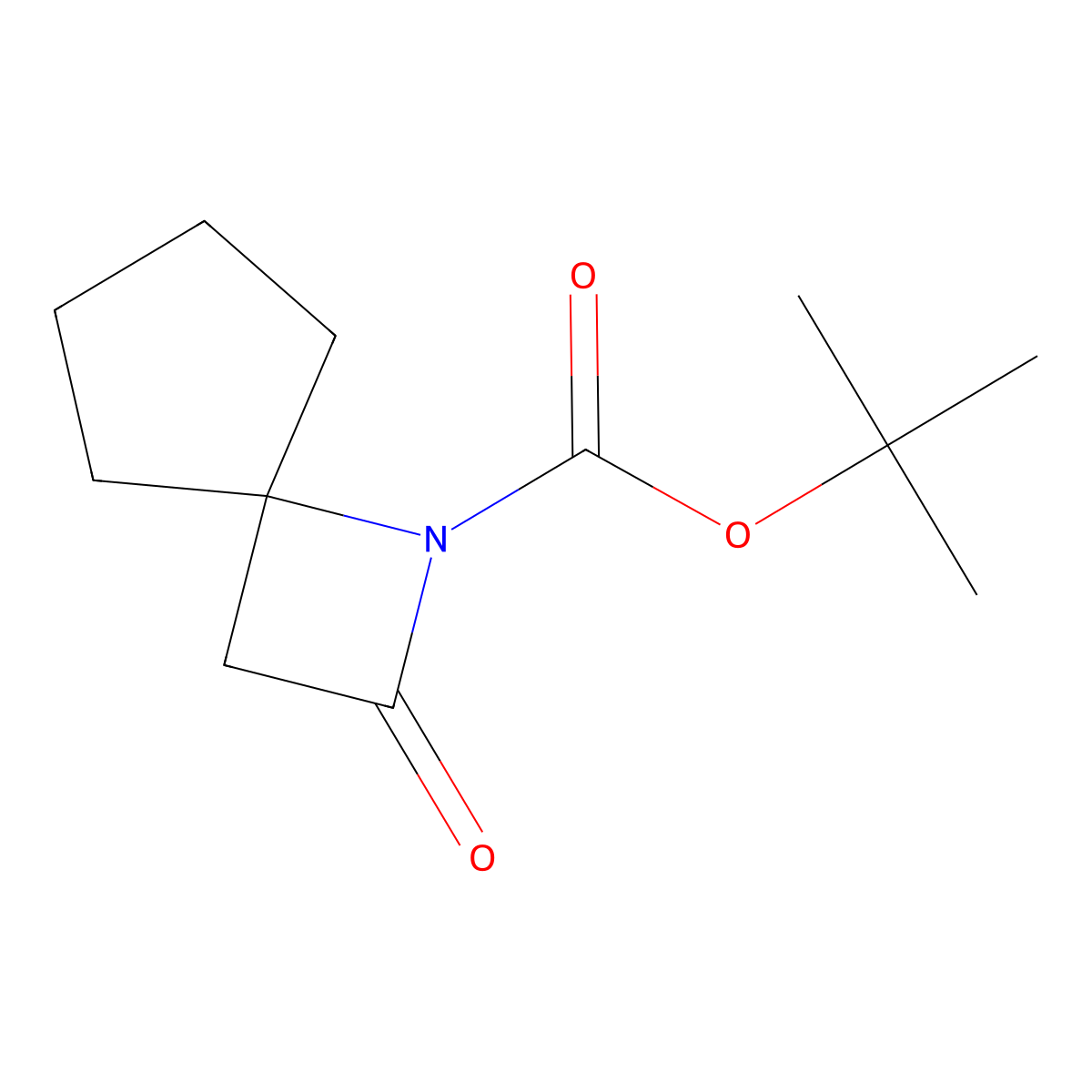 Tert-butyl 2-oxo-1-azaspiro[3.4]octane-1-carboxylate molecular structure, CAS 204132-38-7