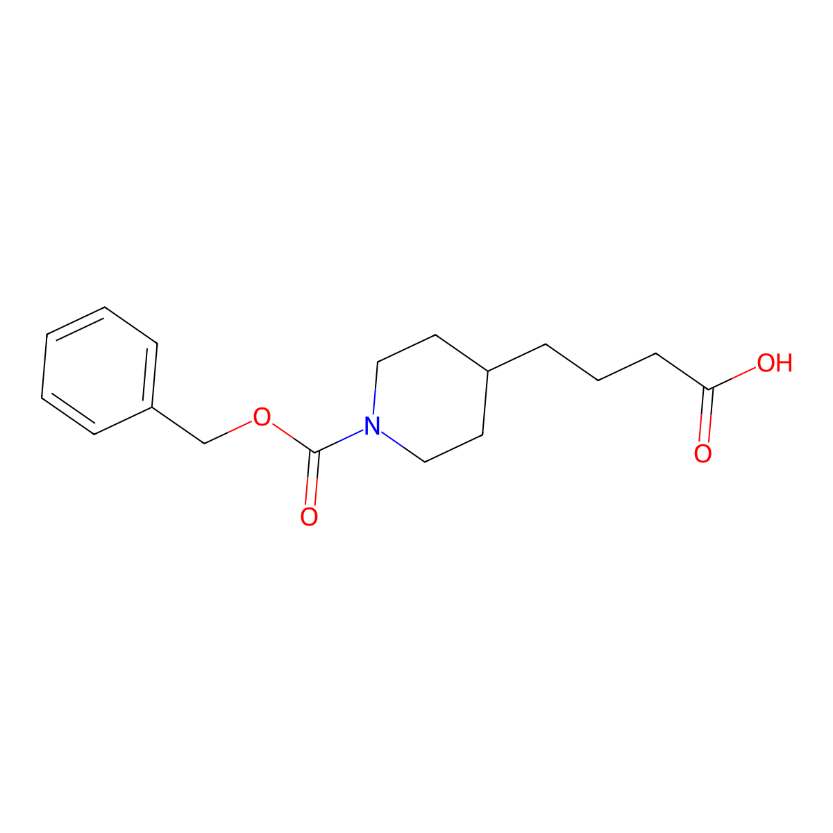 4-(1-((Benzyloxy)carbonyl)piperidin-4-YL)butanoic acid molecular structure, CAS 204139-61-7