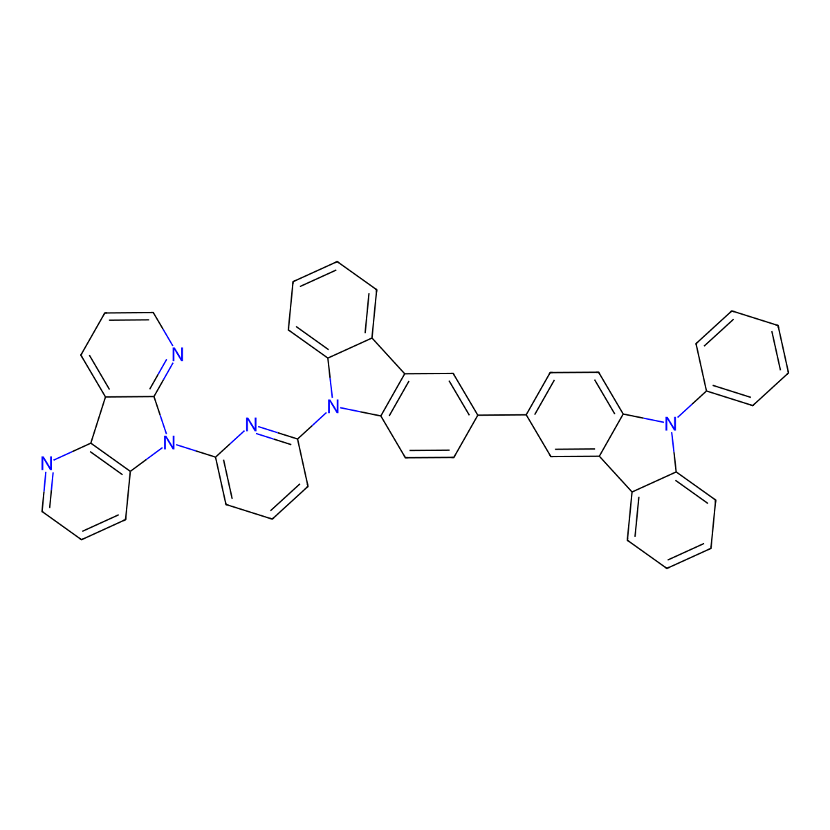 9-(6-(5H-Pyrrolo[2,3-b:4,5-b']dipyridin-5-yl)pyridin-2-yl)-9'-phenyl-9H,9'H-3,3'-bicarbazole molecular structure, CAS 2041519-51-9