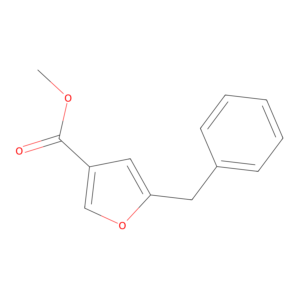 3-Furancarboxylic acid, 5-(phenylmethyl)-, methyl ester molecular structure, CAS 20416-08-4