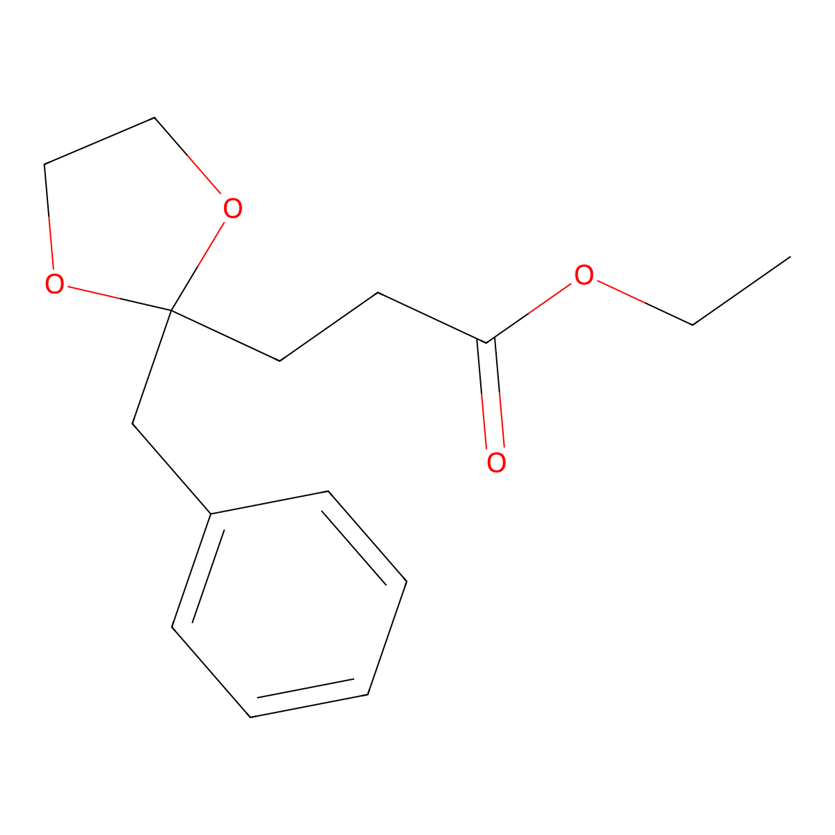 1,3-Dioxolane-2-propanoic acid, 2-(phenylmethyl)-, ethyl ester molecular structure, CAS 20416-12-0