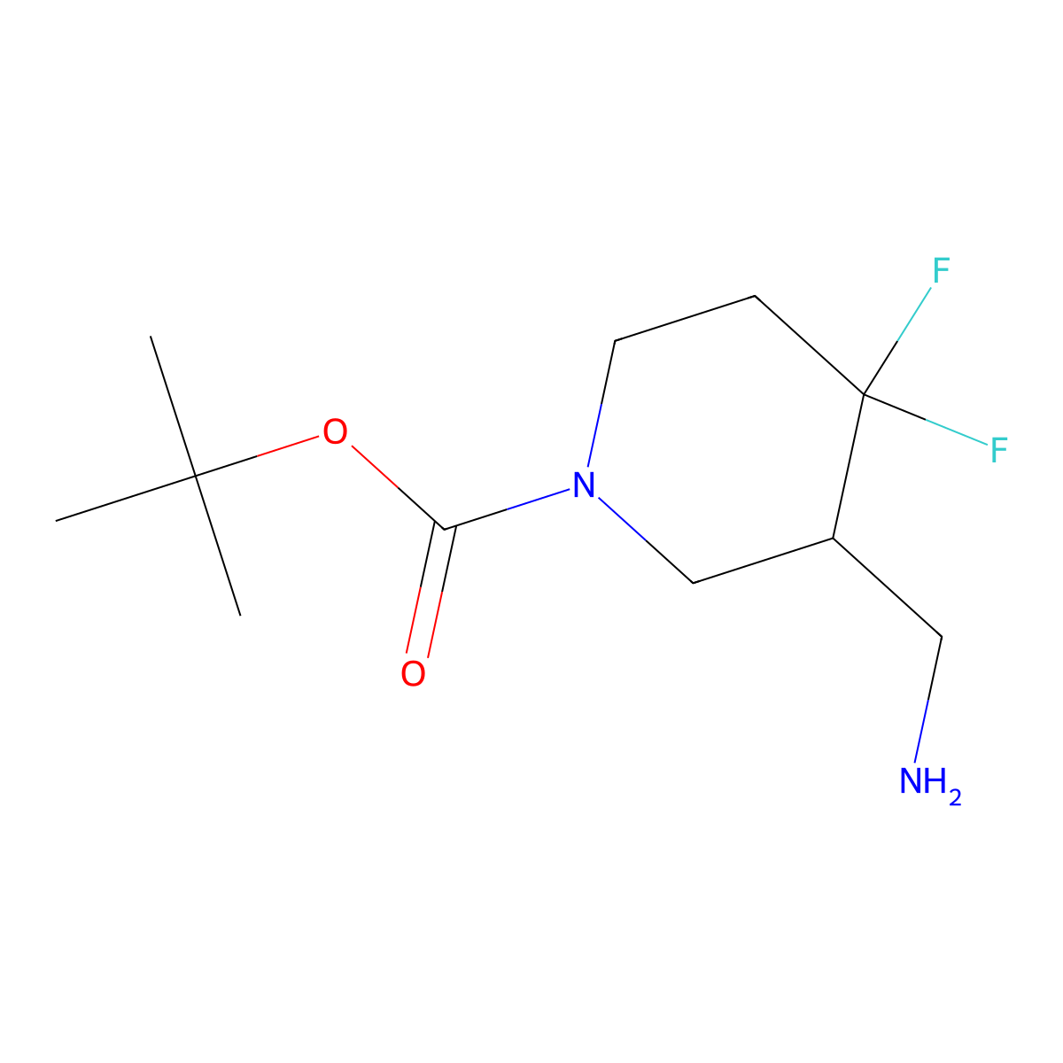 tert-Butyl (3S)-3-(aminomethyl)-4,4-difluoropiperidine-1-carboxylate molecular structure, CAS 2041786-47-2
