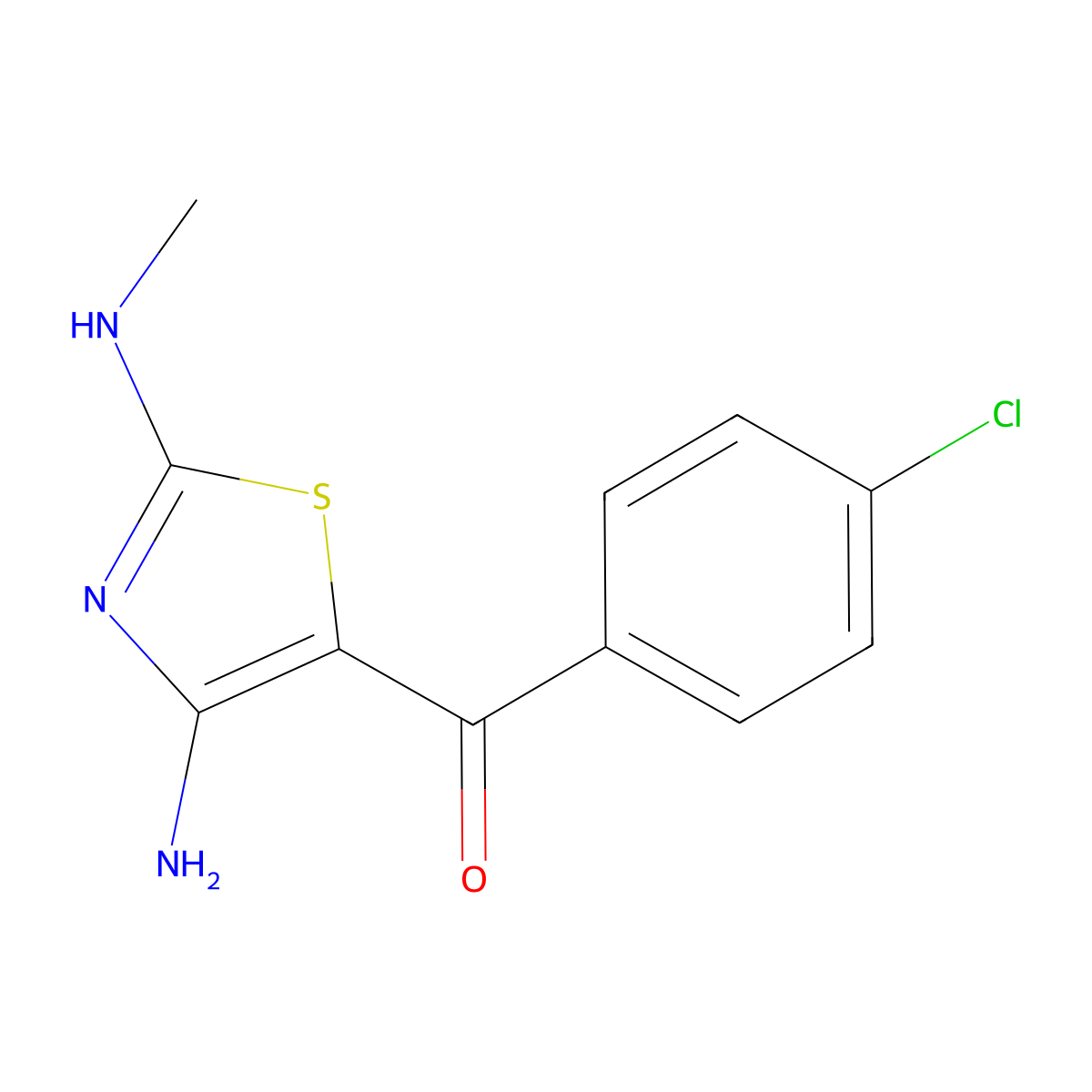 [4-Amino-2-(methylamino)-1,3-thiazol-5-yl]-(4-chlorophenyl)methanone molecular structure, CAS 204188-38-5