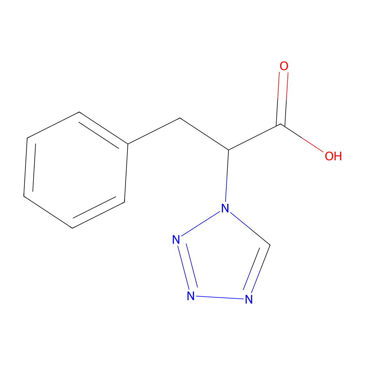 3-phenyl-2-(1H-1,2,3,4-tetrazol-1-yl)propanoic acid molecular structure, CAS 204188-85-2