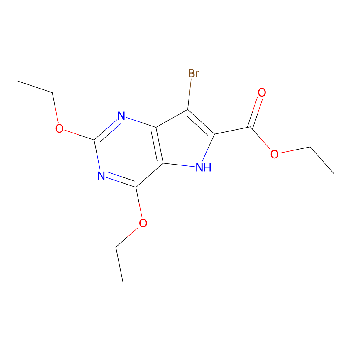 Ethyl 7-bromo-2,4-diethoxy-5H-pyrrolo[3,2-d]pyrimidine-6-carboxylate molecular structure, CAS 20419-71-0