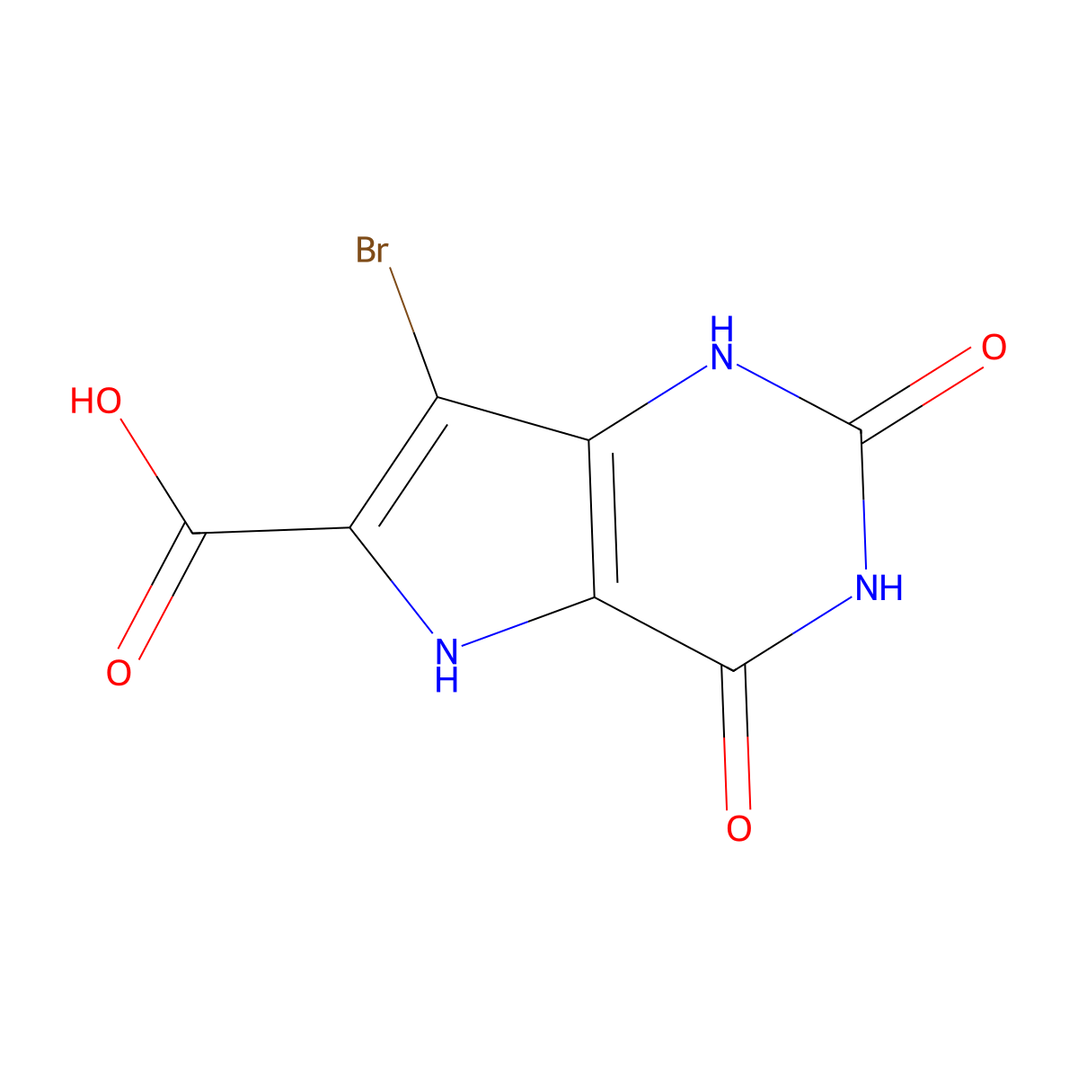 7-Bromo-2,4-dioxo-2,3,4,5-tetrahydro-1h-pyrrolo[3,2-d]pyrimidine-6-carboxylic acid molecular structure, CAS 20419-73-2