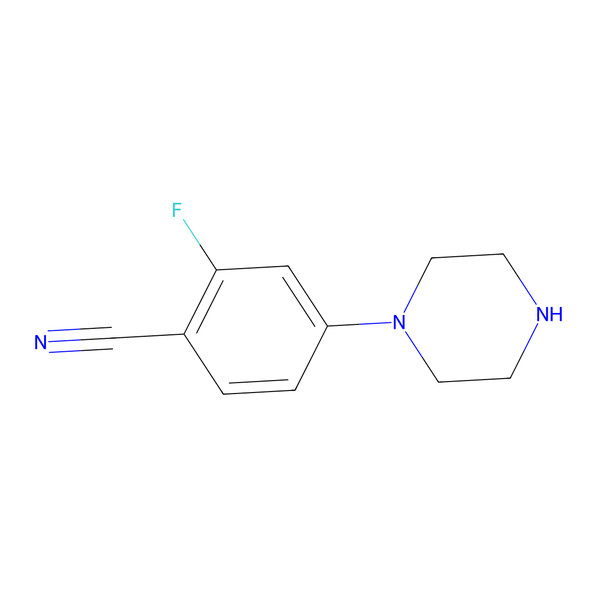 2-Fluoro-4-(piperazin-1-YL)benzonitrile molecular structure, CAS 204192-45-0