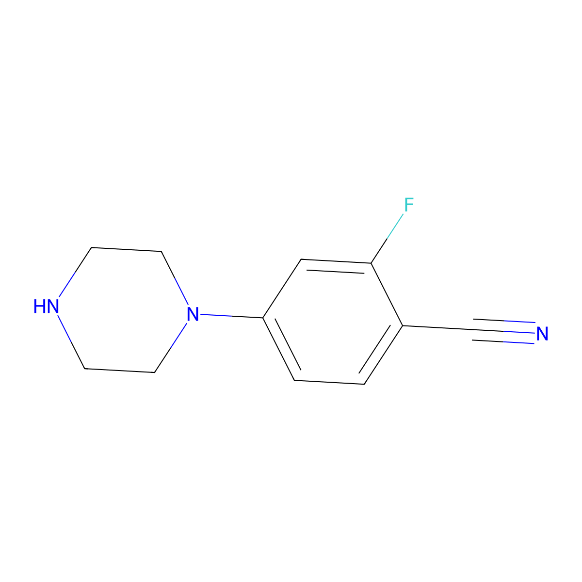 2-Fluoro-4-(piperazin-1-YL)benzonitrile molecular structure, CAS 204192-45-0