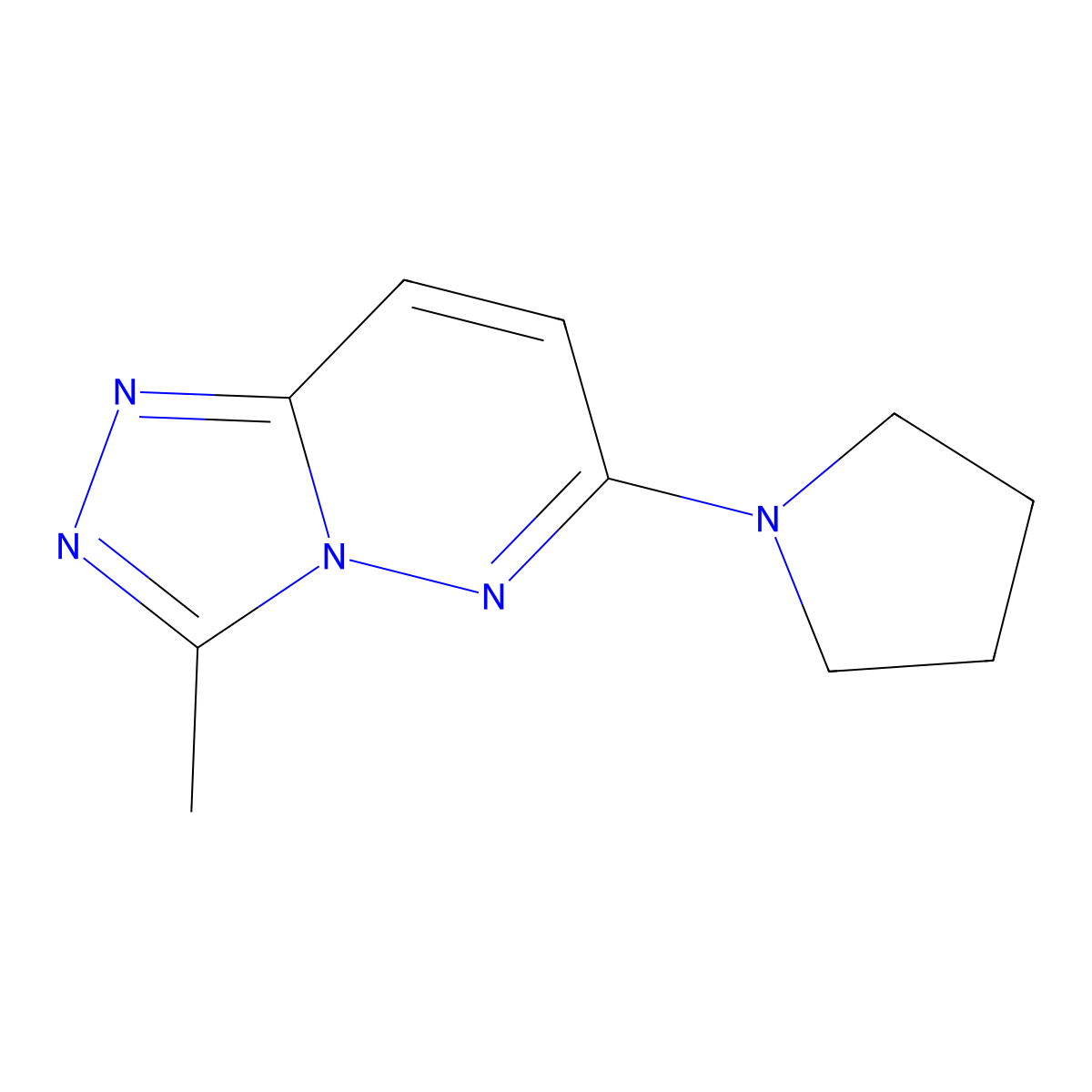3-Methyl-6-(1-pyrrolidinyl)-[1,2,4]triazolo[4,3-b]pyridazine molecular structure, CAS 204198-21-0
