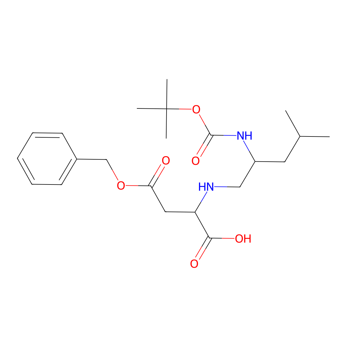 Boc-Leu-psi(CH2NH)-Asp(OBzl)-OH molecular structure, CAS 204199-67-7