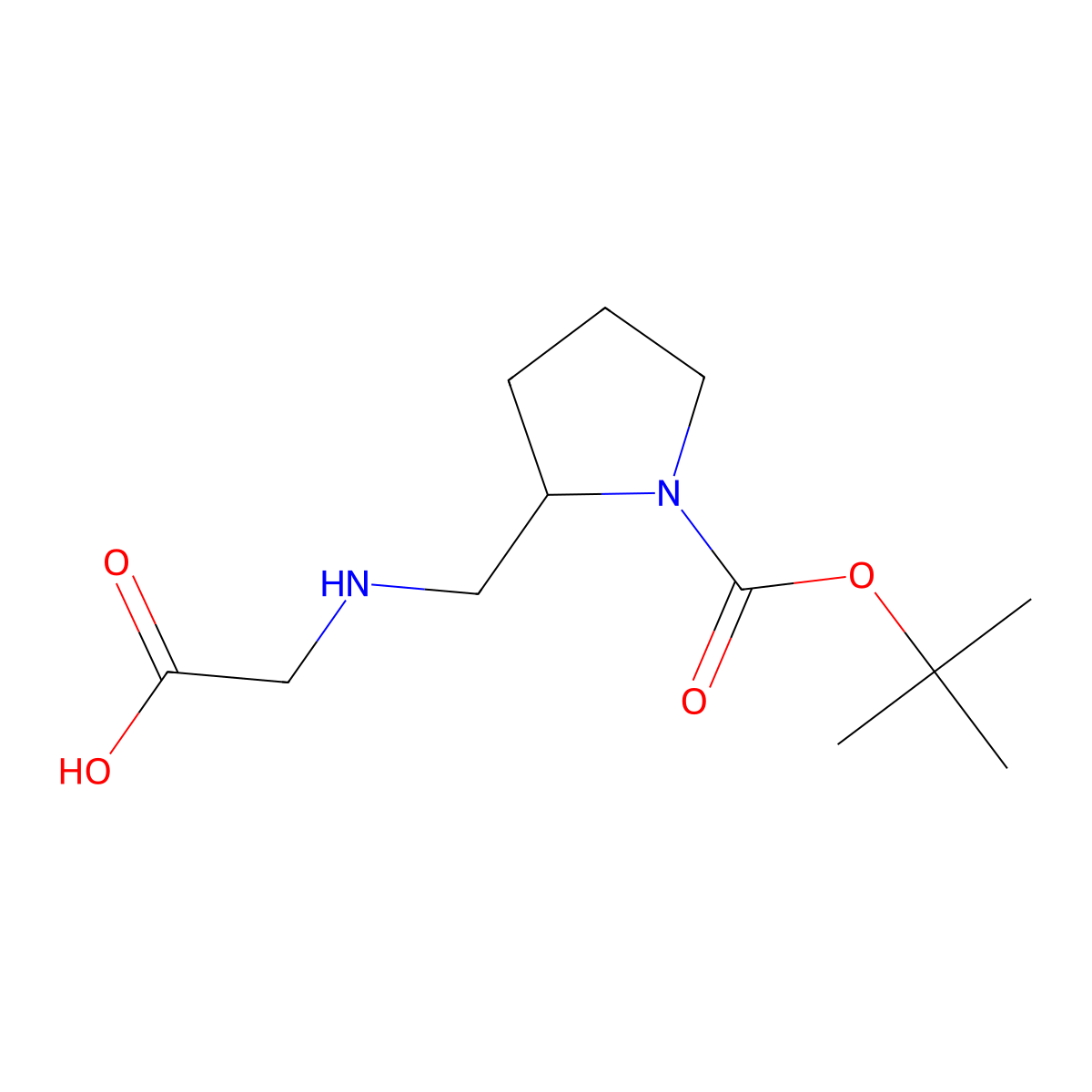 (S)-2-[(Carboxymethyl-amino)-methyl]-pyrrolidine-1-carboxylic acid tert-butyl ester molecular structure, CAS 204200-06-6