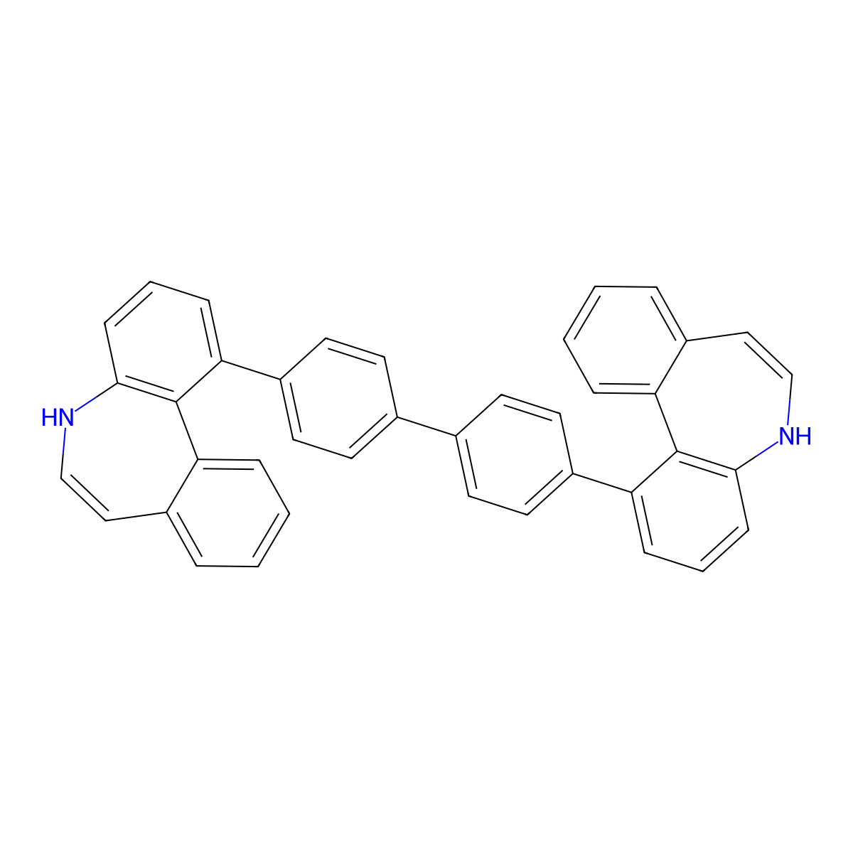 4,4'-Bis(dibenzazepin-1-YL)biphenyl molecular structure, CAS 204200-08-8
