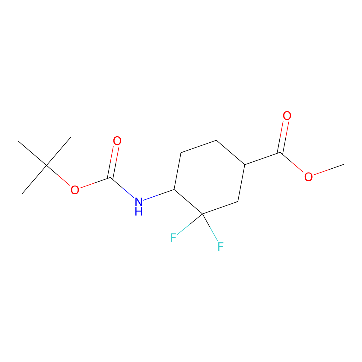 Methyl trans-4-{[(tert-butoxy)carbonyl]amino}-3,3-difluorocyclohexane-1-carboxylate molecular structure, CAS 2042170-68-1