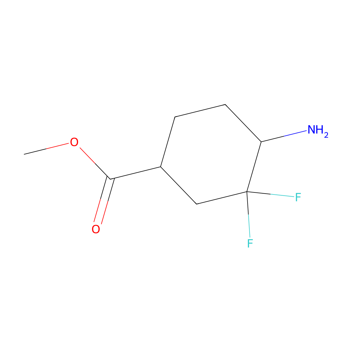 Methyl trans-4-amino-3,3-difluorocyclohexane-1-carboxylate molecular structure, CAS 2042170-69-2