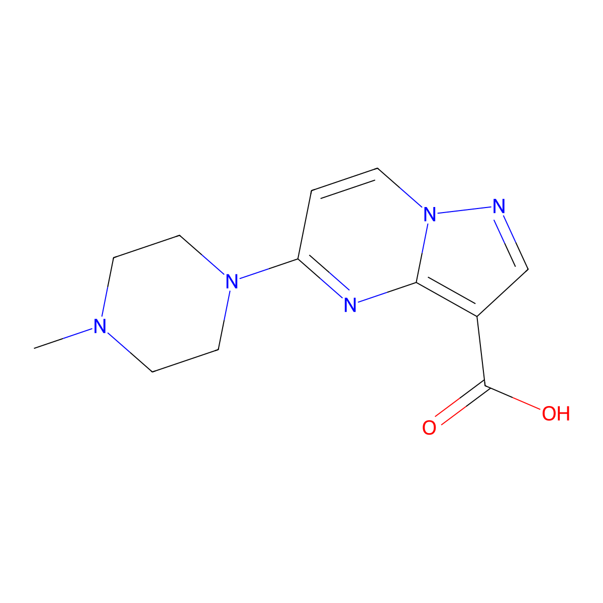 5-(4-Methylpiperazin-1-yl)pyrazolo[1,5-a]pyrimidine-3-carboxylic acid molecular structure, CAS 2042170-90-9