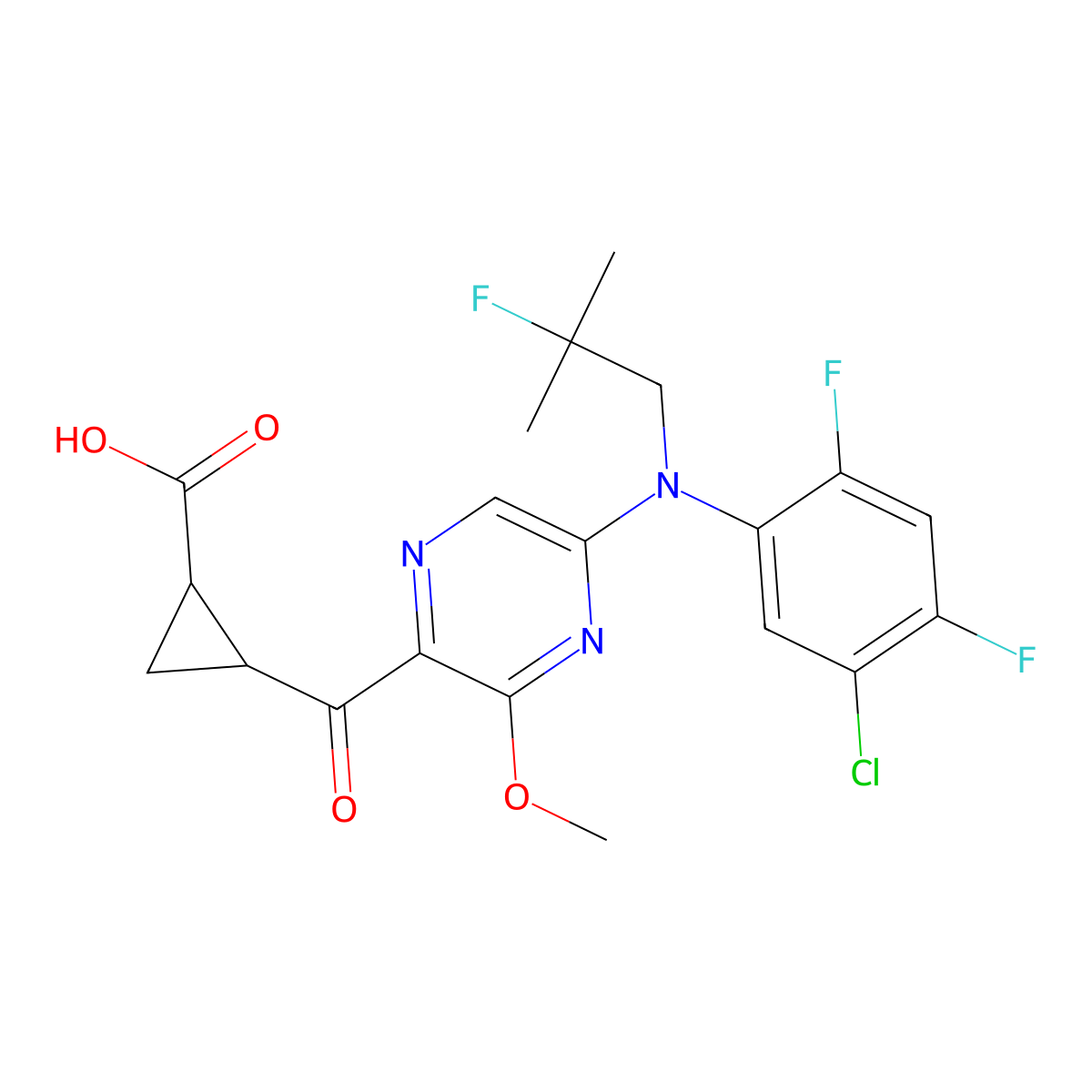 (1S,2S)-2-({5-[(5-Chloro-2,4-difluorophenyl)(2-fluoro-2-methylpropyl)amino]-3-methoxypyrazin-2-yl}carbonyl)cyclopropanecarboxylic acid molecular structure, CAS 2042347-69-1