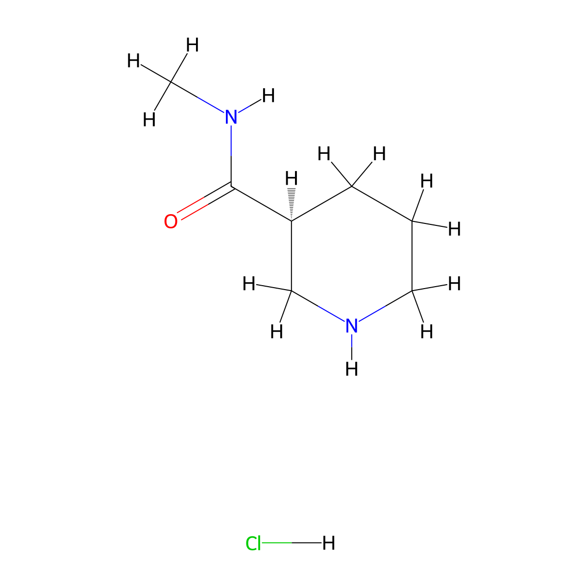 (3S)-N-methylpiperidine-3-carboxamide;hydrochloride molecular structure, CAS 2042367-40-6