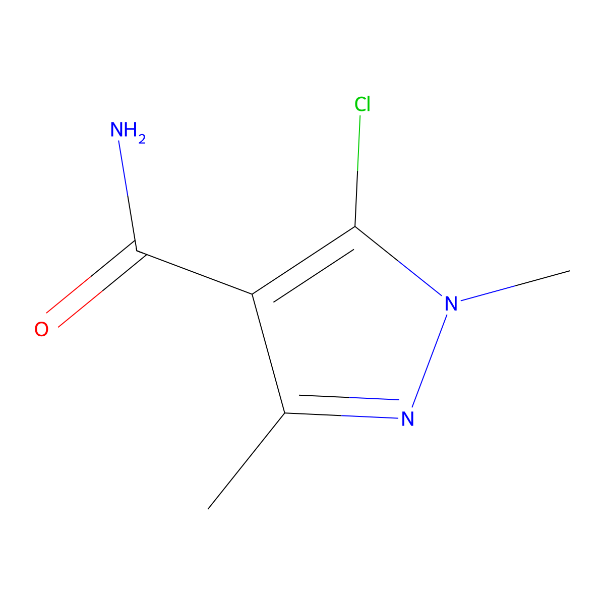 5-chloro-1,3-dimethyl-1H-pyrazole-4-carboxamide molecular structure, CAS 204251-18-3