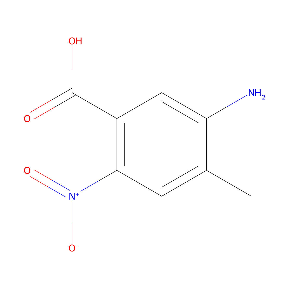 5-Amino-4-methyl-2-nitrobenzoic acid molecular structure, CAS 204254-63-7