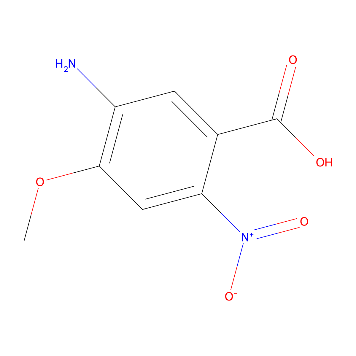 5-Amino-4-methoxy-2-nitrobenzoic acid molecular structure, CAS 204254-70-6