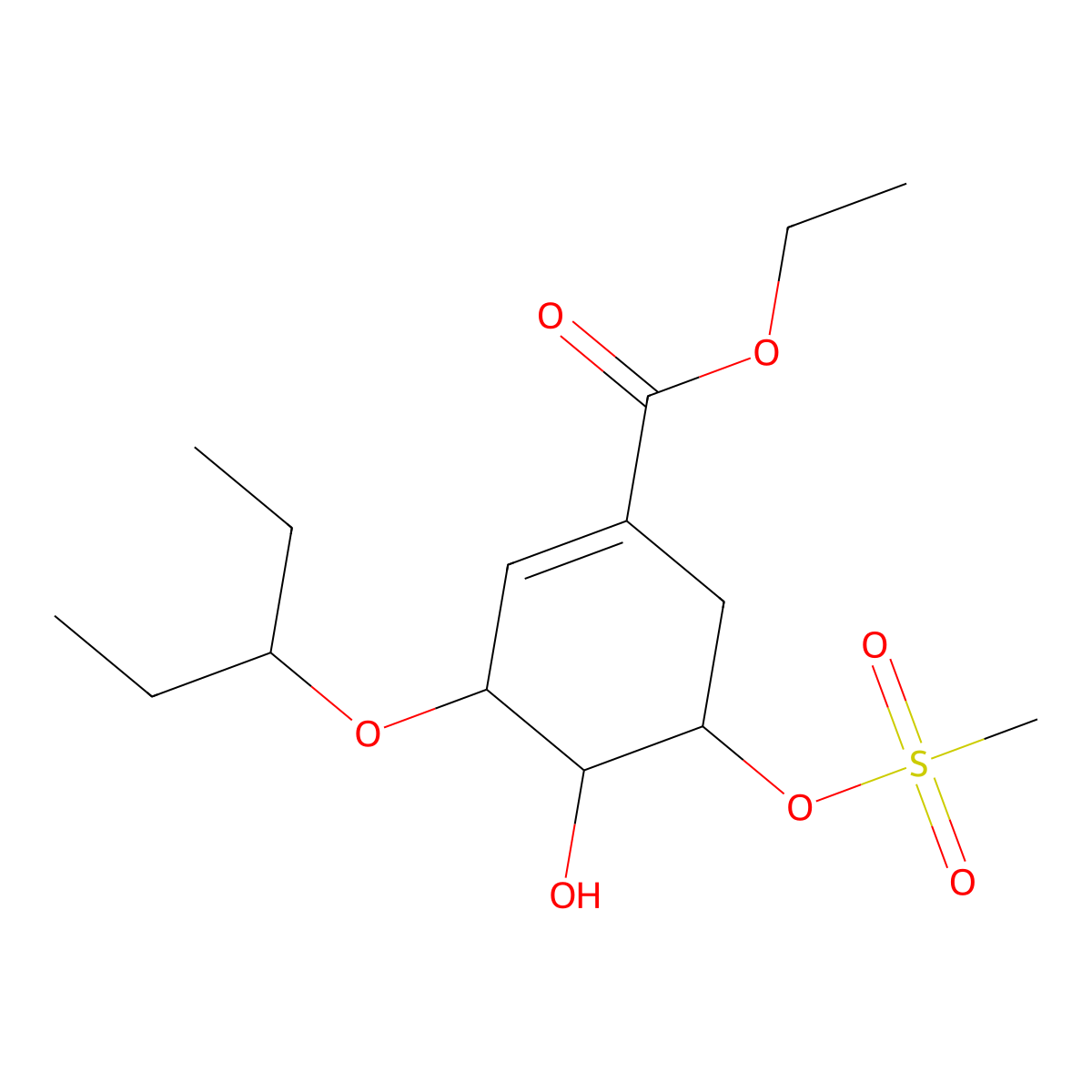 (3R,4R,5R)-3-(1-Ethylpropoxy)-4-hydroxy-5-[(methylsulfonyl)oxy]-1-cyclohexene-1-carboxylic Acid Ethyl Ester molecular structure, CAS 204254-92-2