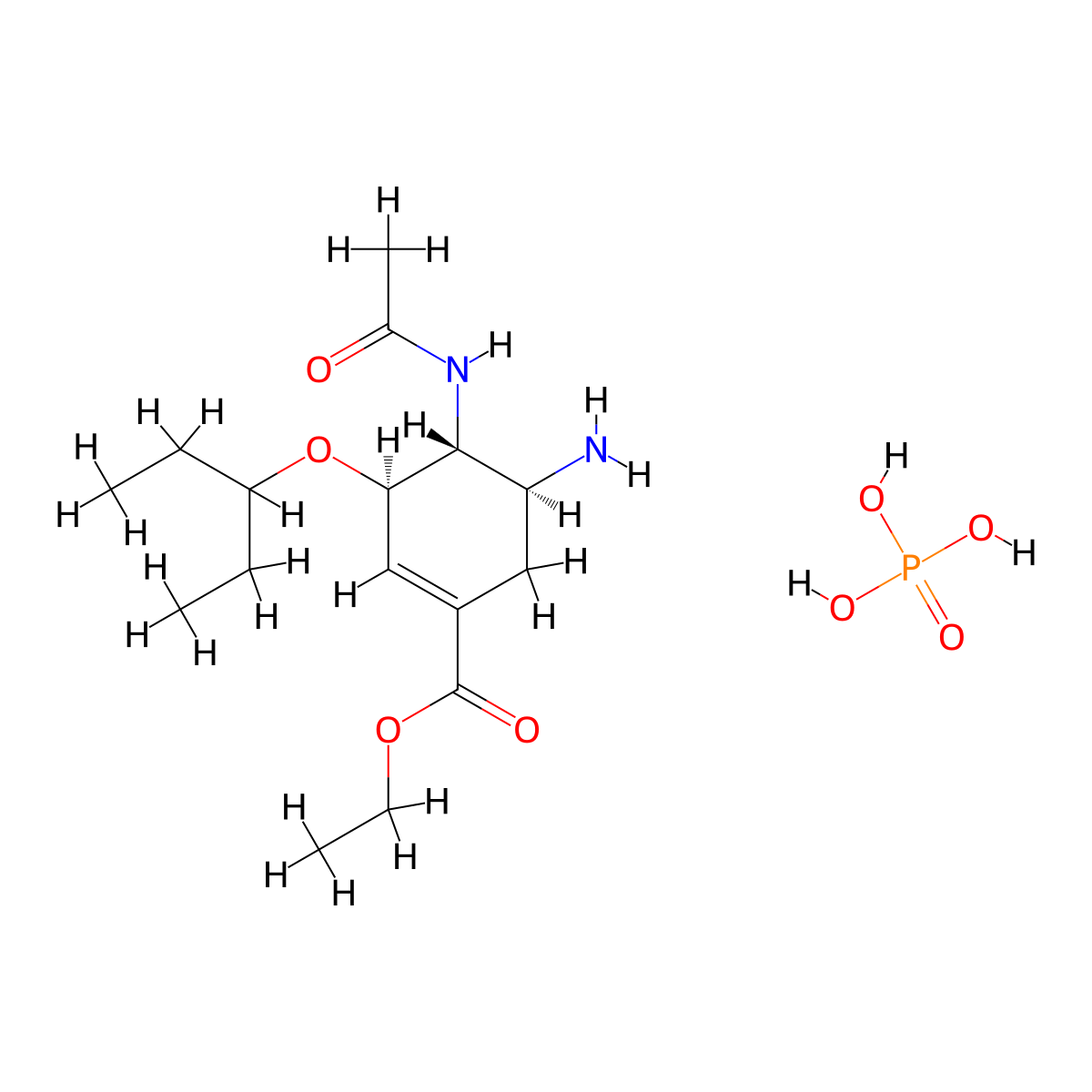 Tamiflu molecular structure, CAS 204255-11-8