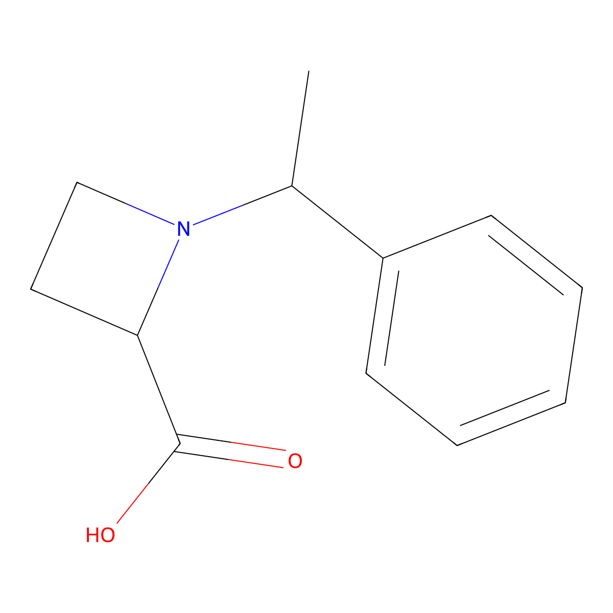 (2S)-1-[(1S)-1-Phenylethyl]-2-azetidinecarboxylic acid molecular structure, CAS 204274-33-9