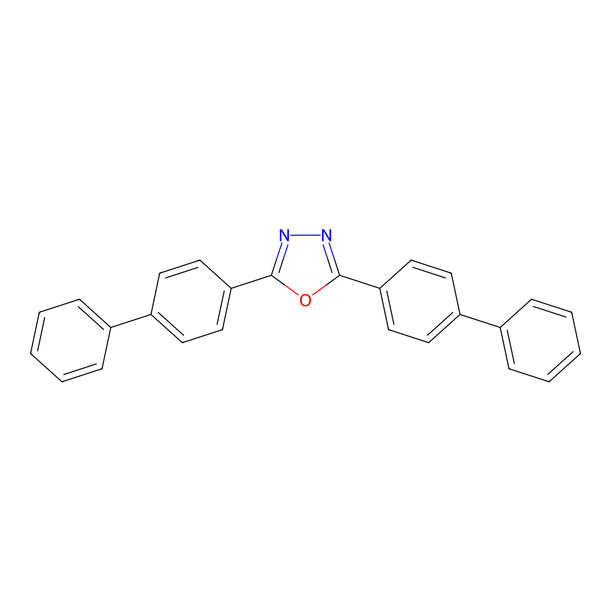 2,5-Bis((1,1'-biphenyl)-4-yl)-1,3,4-oxadiazole molecular structure, CAS 2043-06-3